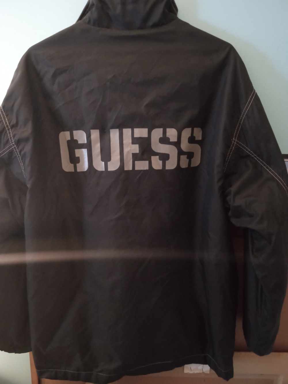 VTG 90s Guess Workman Black Snap Button Winter Jacket Large Back Spellout